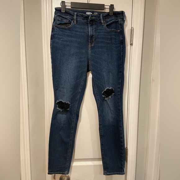 Old Navy Rockstar Super Skinny High Rise Secret Slim Pockets Blue Black Size 10 - Picture 1 of 13